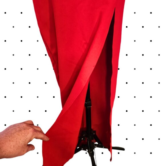 Red strapless dress with leg slit SIZE S - Picture 3 of 5
